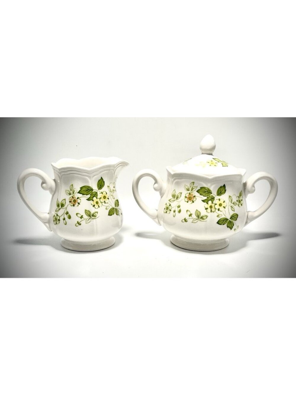 Vintage Sears Petite Flora Cream Sugar Set 70s Kitchen Decor Bowl w/ Lid MCM